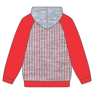 Sudadera con Capucha DST Delta Grey Body Red Raglan Pinstripes, Mezcla de Algodón, Ropa de Hermandad Griega Divine Nine - Product Image 3