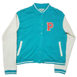 Veste bomber varsity courte pour femme, style streetwear, avec manches en cuir et broderie chenille, logo personnalisé, fabrication OEM. - Product Image 3