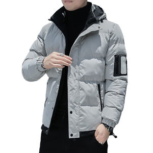 Blouson aviateur en denim respirant à capuche détachable pour hommes Blouson d'hiver léger pour la course en plein air Veste bouffante - Product Image 2