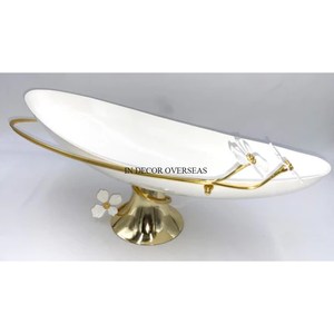 Último patrón llegada Color blanco esmalte acabado Exterior y chapado en oro Interior cara forma diseñador Hogar y Hotel decoración tazón - Product Image 3