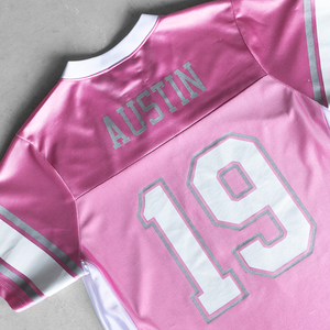 Venta al por mayor diseño personalizado totalmente sublimación impresa de gran tamaño Crop fútbol americano Retro malla Jersey estilo Streetwear - Product Image 4