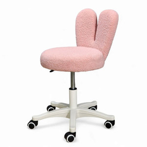 Silla Giratoria Moderna GAK412H con Diseño de Orejas de Conejo, Tapizada en Terciopelo Sintético con Aspecto de Piel de Oveja, Reclinable, con Base Móvil de Plástico para el Hogar - Product Image 1