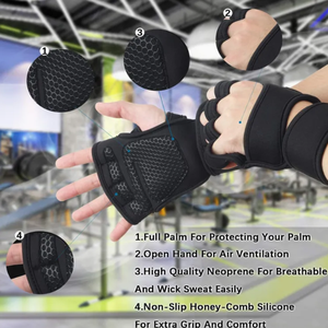 Gym <b>Gloves</b> Wrist Support Men Women Full Palm Padded Breathable Anti-Slip Polyester Sports <b>Weight</b> Lifting <b>Gloves</b> Fitness <b>Training</b> - Product Image 3