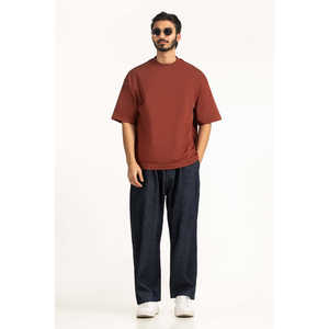 Camisetas de Verano para Hombre, 100% Algodón, Corte Holgado, Manga Corta, Color Paprika Ahumado, Tejido de Punto, MN-TS-SS26-004-C - Product Image 2