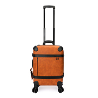Valise HiBO unisexe de luxe vintage en cuir PU avec roulettes pivotantes et serrure intégrée pour homme