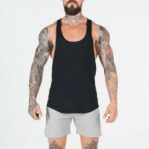 Men Hot Fitness Paneled Scoop Neck Tank Top Custom Brand Muscle Tee Active Gym Workout <b>Stringer</b> Sports Training T Back Singlet - Product Image 5