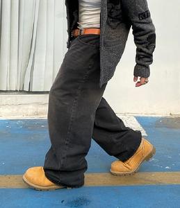 2026 personnalisé marque Hip Hop Style pantalon à jambes larges pour hommes tenue quotidienne 100% coton taille haute fermeture éclair braguette bouton détail écologique - Product Image 1