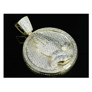 Design accrocheur cadeau de Noël bijoux fins 4.4CTS 925 argent VVS unisexe personnalisé mains de prière glacées pendentif en diamant Moissanite - Product Image 1