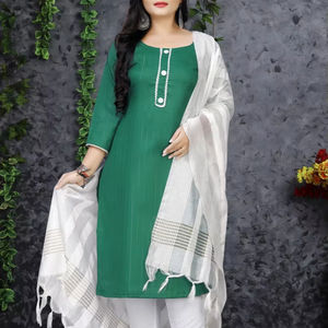 ชุดกางเกง kurti ผ้าฝ้ายแท้สำหรับเด็กผู้หญิงพร้อมผ้าริ้วผ้าทอสีเงินชุดสวมใส่สบายสไตล์ชนเผ่าสำหรับงานเทศกาลและกิจกรรม - Product Image 1