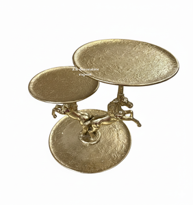 Support à gâteau en forme de cheval en or de luxe, support à cupcakes en métal à 3 niveaux, élégant, ovale, certifié CE, taille personnalisée, décoration de fête de mariage - Product Image 2