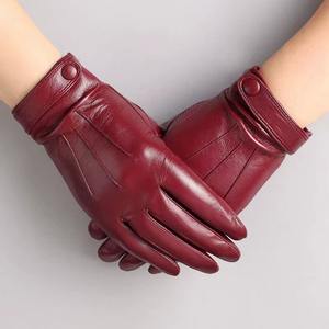 Gants d'hiver chauds en cuir de mouton véritable pour femmes, mitaines décontractées à la mode en peau de mouton véritable, de haute qualité, élégants, en peau de mouton naturelle - Product Image 1