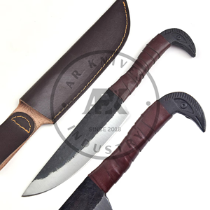 Couteau de survie artisanal en acier à haute teneur en carbone, lame en acier à haute teneur en carbone, étui en cuir, OEM personnalisable, qualité industrielle, couteaux AR - Product Image 6