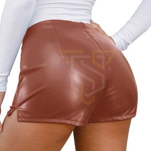 Women's Breathable Leather <b>Shorts</b> Solid Color Street Wear Customizable with Plain Dyed Technique - Product Image 3