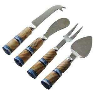 Ensemble de 4 couteaux à beurre en bois et en résine en acier inoxydable de conception unique Offre Spéciale pour la vente internationale avec un prix d'usine abordable - Product Image 1