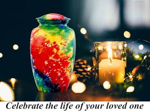 Handmade <b>Large</b> Adult Size Mosaic Aluminium Glass Cremation <b>Urn</b> Unique Funerals Supply With Individual Tiles Applied Burial - Product Image 4