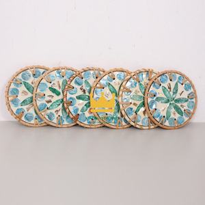 Posavasos de concha de ratán tejidos a mano coloridos de Vietnam, manteles individuales de cocina, alfombrillas con almohadilla de aislamiento térmico, accesorios decorativos - Product Image 3