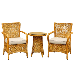 Ensemble de meubles scandinaves extensibles faits à la main en rotin naturel durable et écologique pour l'intérieur/l'extérieur du salon pour la maison - Product Image 1