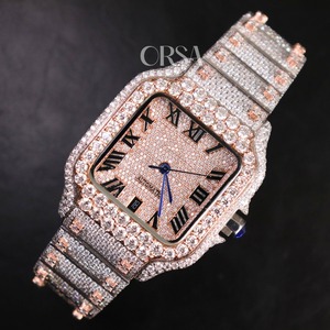 Reloj de lujo de oro rosa con diamantes naturales, reloj helado con diamantes reales para un aspecto llamativo y un estilo atemporal a la venta - Product Image 5