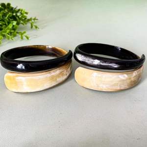 ATTRACTIVING NATURAL BUFFALO HORN CUFF BANGLES and <b>Bracelets</b> Made From Real Buffalo Horn, Available in an Assortment of Sizes - Product Image 3