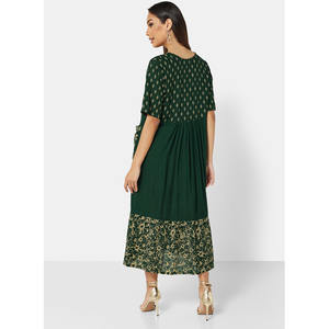 ELEGANTE CLASSY MORDEN FRONTAL ESTILO DORADO IMPRESO SUAVE COLOR ROSA CALIENTE CORTO IMPRESO CASUAL ÁRABE TRADICIONAL KAFTAN JALABIYA D - Product Image 4