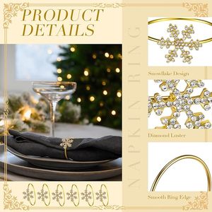 Navidad copo de nieve cristal Rhinestone Metal servilleteros FIESTA DE Acción de Gracias elegante decoración de mesa para bodas ocasiones especiales - Product Image 2