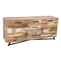 Buffet de rangement artisanal en bois d'acacia massif, style industriel antique, pour salle à manger, hôtel, villa, salon