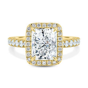 CVD/HPHT Radiant Cut IGI Lab Grown Diamond Ring 14K 18K Solid Yellow Gold Hidden Halo Luxury Engagement Rings For Women's OEM - Product Image 1