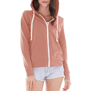 Sudaderas con capucha informales de algodón y forro polar de patrón sólido para mujer al por mayor para uso diario en las estaciones de otoño e invierno - Product Image 1