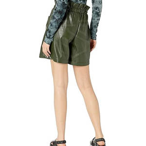 Shorts de Cuero para Mujer de Alta Calidad, Corte Regular, Pierna Recta, Transpirables, Cintura Elástica, Corte Medio, Estilo Casual, Personalizables - Product Image 2