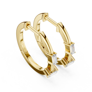 Pendientes de Aro con Moissanita Corte Baguette en Plata de Ley 925 - Product Image 4