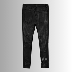 <b>Men's</b> Black Leather Pants Stylish Slim Fit Skinny Black Leather Pant <b>Trousers</b> with Zipper Design for Streetwear & Club Fashion - Product Image 2