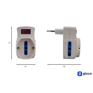 Gloca Set di 3 tripli adattatori salvaspazio 10A spina con 2 prese doppie 1 Schuko colore bianco 250V per uso domestico e ufficio - Product Image 3