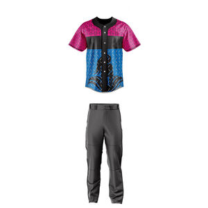 Ensembles d'uniformes de baseball unisexes de haute qualité Design respirant et à la mode Nom de l'équipe personnalisé Col en V 100% Polyester Service OEM - Product Image 5