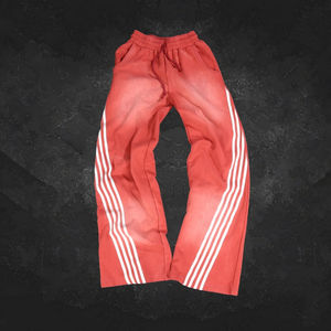 Pantalon ample en coton brut pour homme, sur mesure par le fabricant OEM, ourlet brut, jambe large, délavé au soleil, bandes latérales, molleton lourd en tissu éponge français - Product Image 2