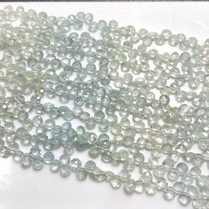 Cuentas de Briolette con forma de moneda facetada de Aguamarina natural, piedras preciosas multicolores para joyería - Product Image 3