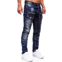 Toptan moda sıkı kot erkekler için sıcak satış yüksek kalite erkek çoklu cepler erkek Denim kargo kot