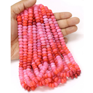 Amazing Rose <b>Red</b> shaded opal smooth rondelle shape <b>beads</b>, 16" 7-10mm Rose <b>red</b> Opal smooth gemstone <b>beads</b>, AAA quality <b>bead</b>, - Product Image 2