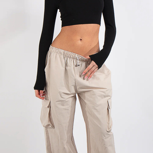 Pantalones sueltos informales para mujer fábrica al por mayor OEM pantalones de pierna ancha de alta calidad con bolsillos cargo pantalones para mujer - Product Image 2