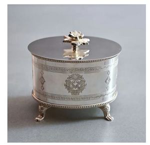 Bol rond en laiton AK avec finition argentée, bol argenté avec un beau design pour offrir en cadeau / décoration de table, qualité supérieure - Product Image 4