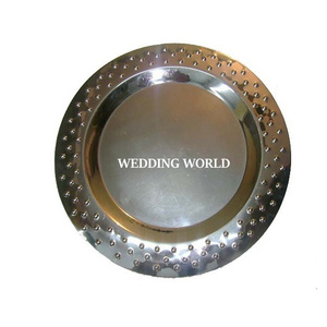 Assiette à chocolat en acier inoxydable, plaque de table polie et brillante sous la dernière collection de plaques de chargeur en métal en gros - Product Image 1