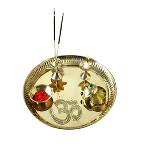 Hecho a mano y diseño hecho a mano decoración del hogar latón Pooja Thali Set Puja Thali Set tradicional para Pooja Arti artículo religioso hindú - Product Image 6