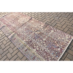 Turkish Vintage Rug, 3.8x9.9 ft <b>Runner</b> Rug, <b>Red</b> Bordered Rug - Product Image 4