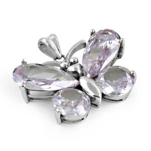 Pendentif religieux en forme de fleur pour femme, en argent 925 plaqué rhodium, avec breloque en strass de cristal, bijou romantique pour un usage quotidien - Product Image 2