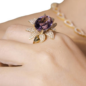 Anillo de Amatista de Oro Italiano de 14K y 18K beGems, Símbolo de la Eternidad, Nuevo Diseño, Joyería de Lujo para Mujer, Venta al por Mayor - Product Image 1