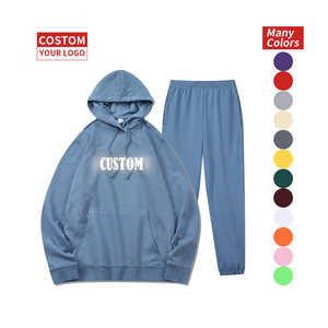 Logo personnalisé sweat à capuche pour femme sweat à manches longues unisexe à capuche correspondant joggers pantalons de survêtement 2 pièces ensembles de survêtement pour hommes - Product Image 1