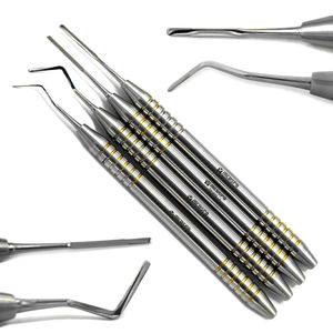 ชุดเครื่องมือถอนฟันแบบไม่ทำลายเส้นเอ็นเหงือก 4 ชิ้น ทำจากสแตนเลสคุณภาพสูง ใช้ซ้ำได้ สีทอง - Product Image 1