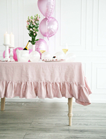 Vente directe d'usine HSC Nappe en lin à volants OEM Nappe en lin biologique douce faite à la main de taille personnalisée avec volants faits à la main