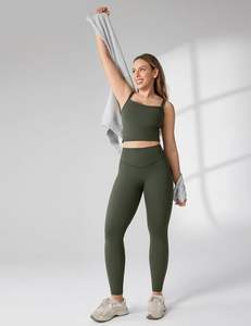 Leggings de yoga de style solide de taille confortable avec logo imprimé personnalisé pour femmes - Product Image 1