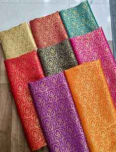 Venta al por mayor de lujo de alta densidad de nylon jacquard brocado tela muestra gratis satén impreso satén para vestidos de novia de punto - Product Image 2