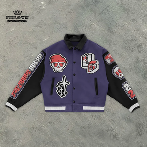 Usine directe Pakistan Hommes Personnalisé Hiver cerise longe Broderie Polaire Varsity Bomber Lettre Veste garçons fille streetwear décontracté - Product Image 5